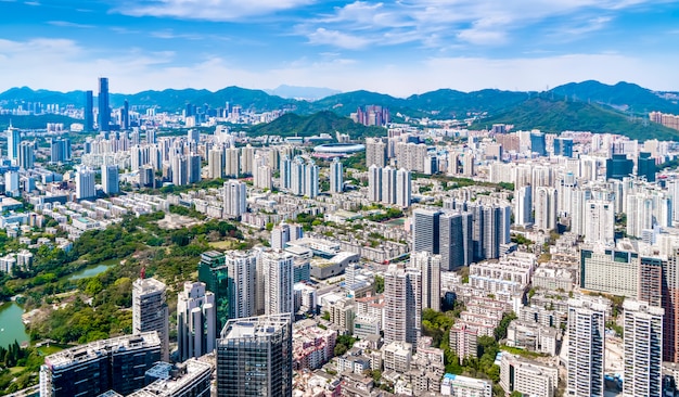 Vogelperspektive des städtischen Architektur in Shenzhen