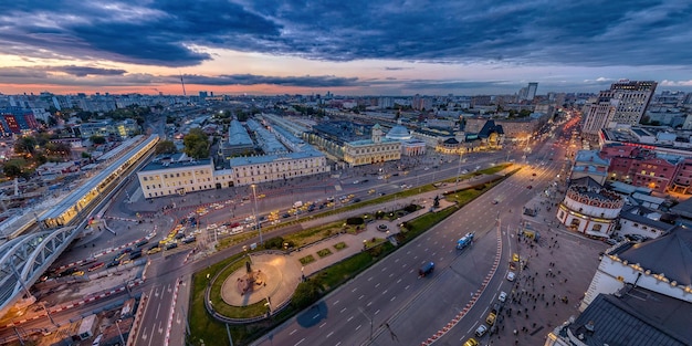 Foto vogelperspektive über abend moskau