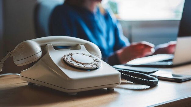 Foto voip-festnetztelefon im büro