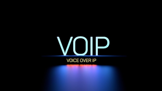 VOIP OVER IP textacrónimo abreviatura brillante concepto de VOIP banner renderizado en 3D