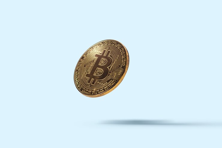 Foto volando en el aire moneda bintcoin