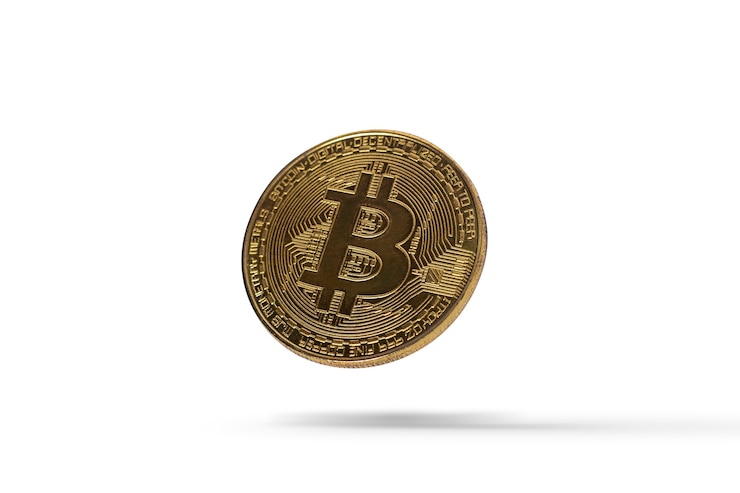 Foto volando en el aire moneda bintcoin