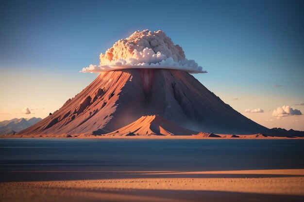 Foto el volcán activo hace erupción arrojando lava el terreno volcánico presenta fondo de papel tapiz