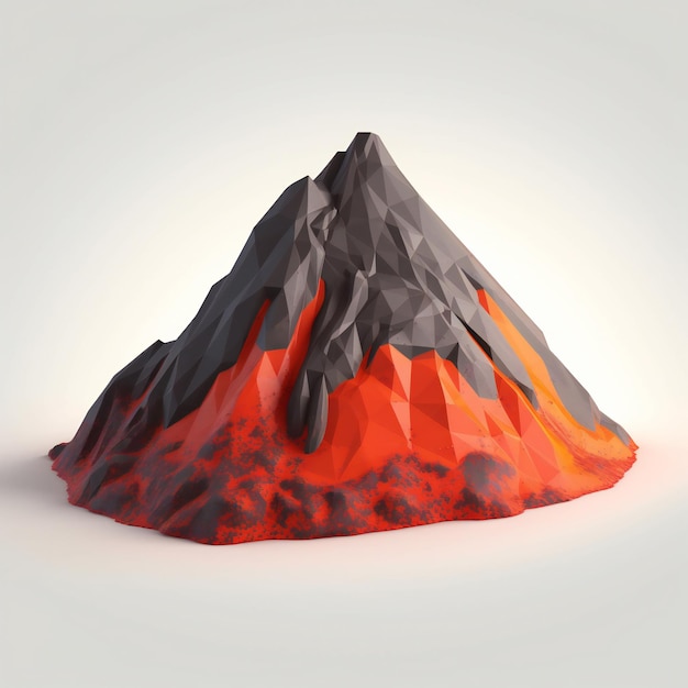 Foto un volcán con colores negro y naranja.