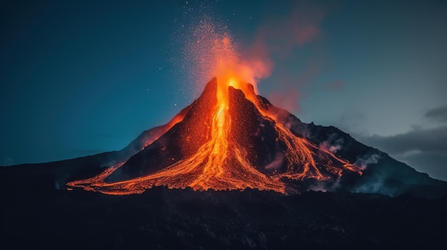 Un volcán en erupción con lava Arte generativo con IA
