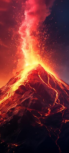 Un volcán en erupción con lava