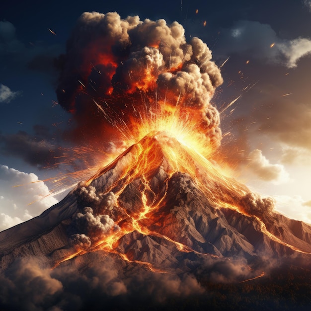 un volcán en erupción Naturaleza Desastre IA generativa