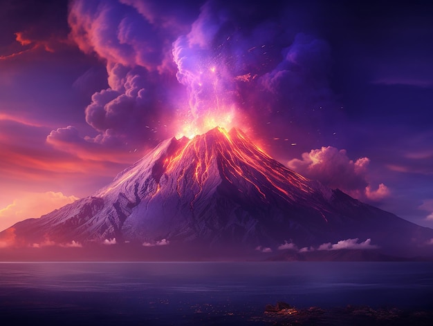 Volcán fotorrealista morado