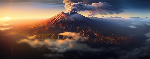 Volcán de Java Oriental Indonesia panorama del paisaje natural Generativo ai