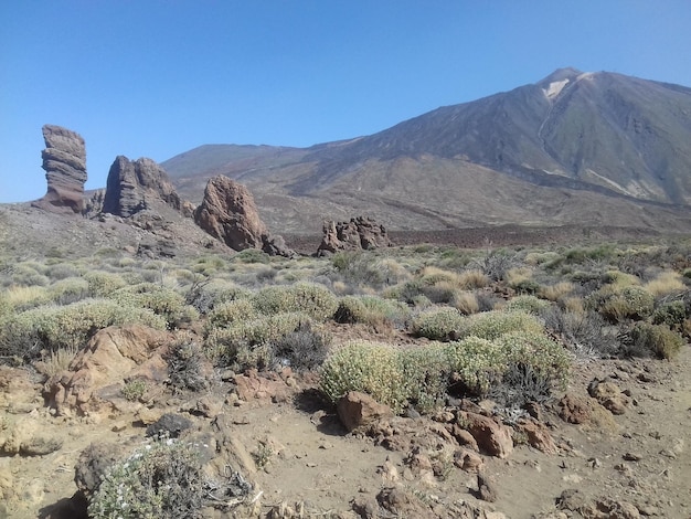El volcán Pico de Teide frente a un cielo despejado en la isla de Tenerife