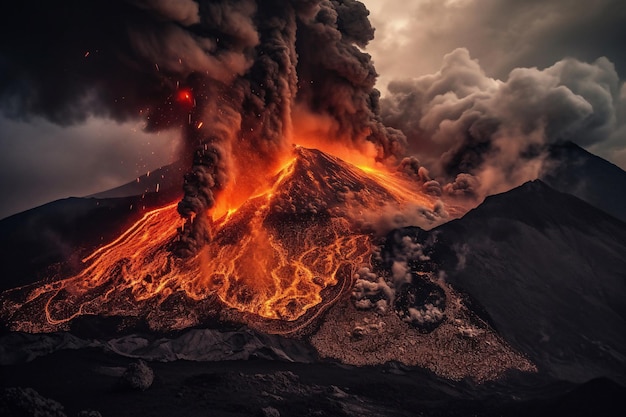 Un volcán del que sale humo