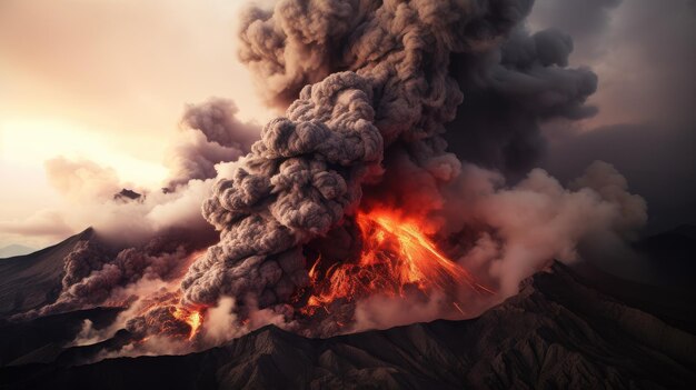 Un volcán del que sale humo