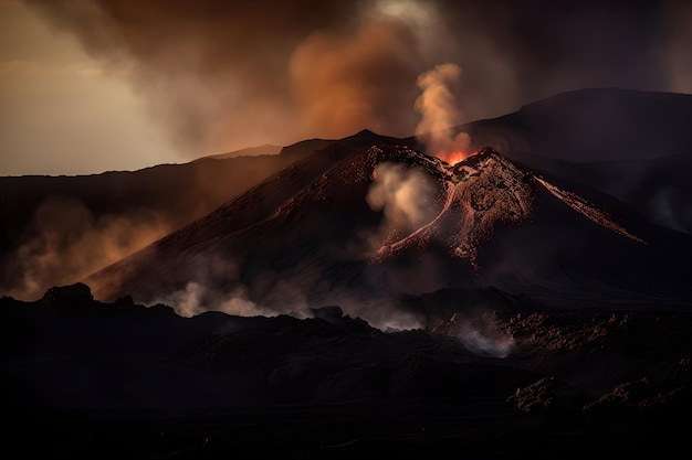 Un volcán del que sale humo