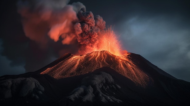 Un volcán del que sale una nube de humo