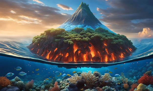 Foto volcanes submarinos en el fondo del océano