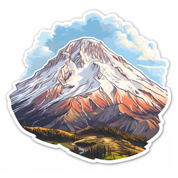 Volcano Ashland Sticker Desenho detalhado da Montanha Red Rock