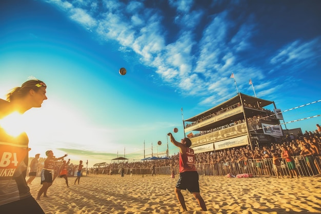 Voleibol de playa foto realista ilustración generativa ai