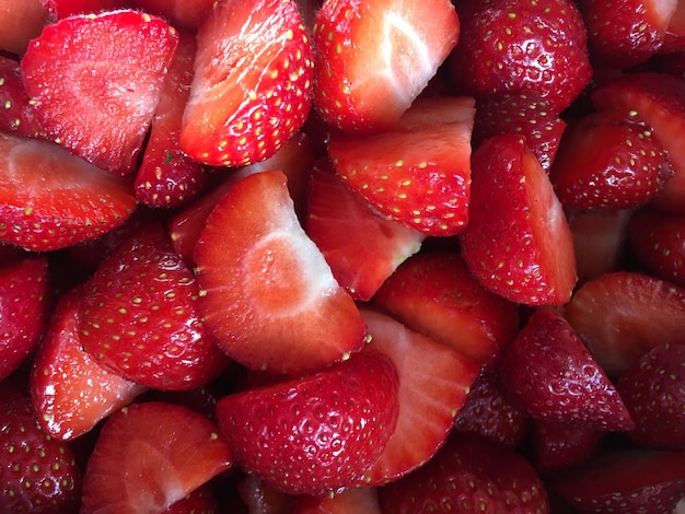 Vollbild von gehackten Erdbeeren