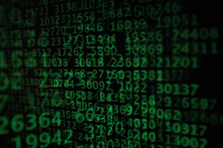 Foto vollbild von grünen binärcodes