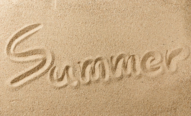 Vollbild von Text auf Sand