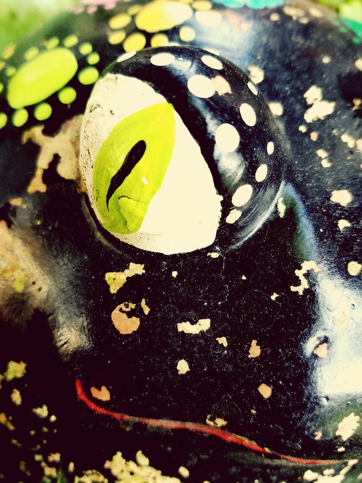 Foto vollbildaufnahme einer froschskulptur