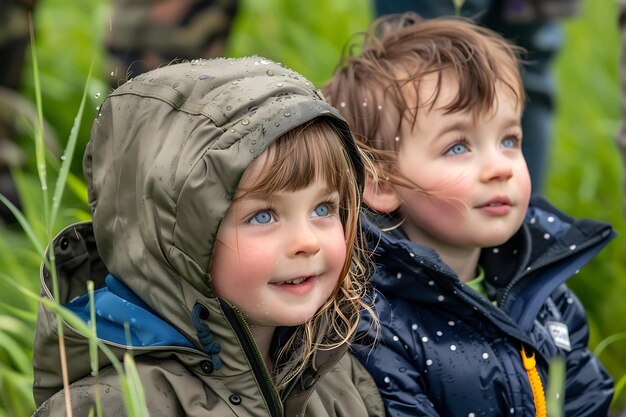 Foto volles bild von kindern, die wegschauen