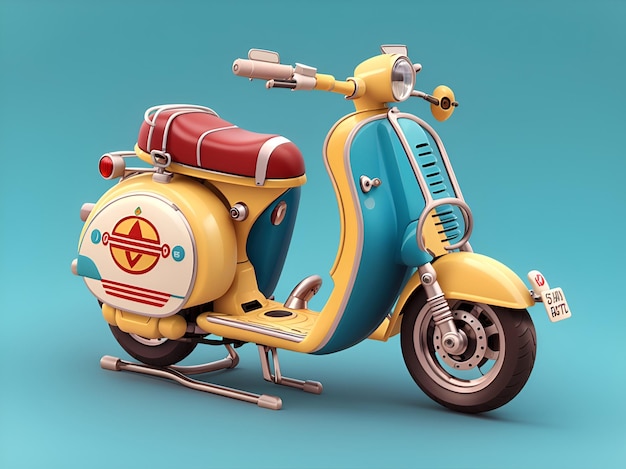 Volles Vintage-Vespa-Thema isometrisches 3D-Design mit hohen Details