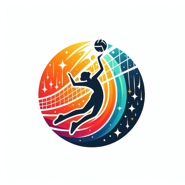 Volleyball-Wettbewerbs-Symbol Farbiges Sportzeichen