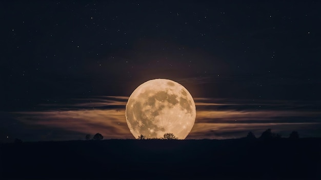 Vollmond am dunklen Himmel beim Mondaufgang