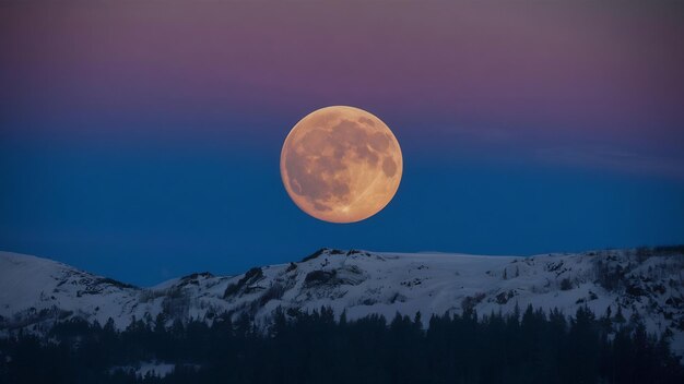 Vollmond am dunklen Himmel beim Mondaufgang