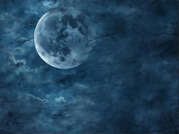 Vollmond am Nachthimmel mit dramatischen Wolken und Mystik