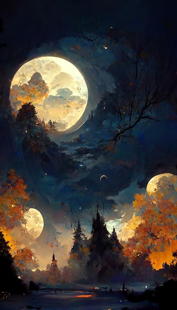 Vollmond des mittleren Herbstes am Nachthimmel