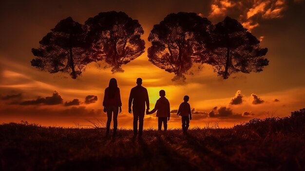 Vollständige Familiensilhouette