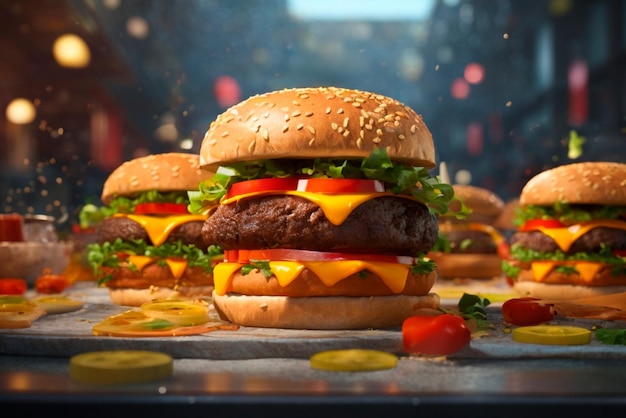 Vollständiger Burger ultra-realistisches Bild KI