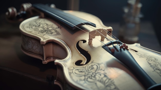 Foto vollständiges violininstrument im rokoko-stil, elegante gothic-renaissance-pastellfarben, generative ai aig18