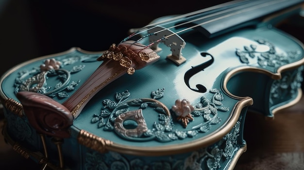 Foto vollständiges violininstrument im rokoko-stil, elegante gothic-renaissance-pastellfarben, generative ai aig18