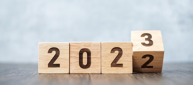 Voltear 2022 a 2023 objetivo de bloque Resolución estrategia plan motivación reinicio pronóstico cambio cuenta regresiva y conceptos de vacaciones de Año Nuevo