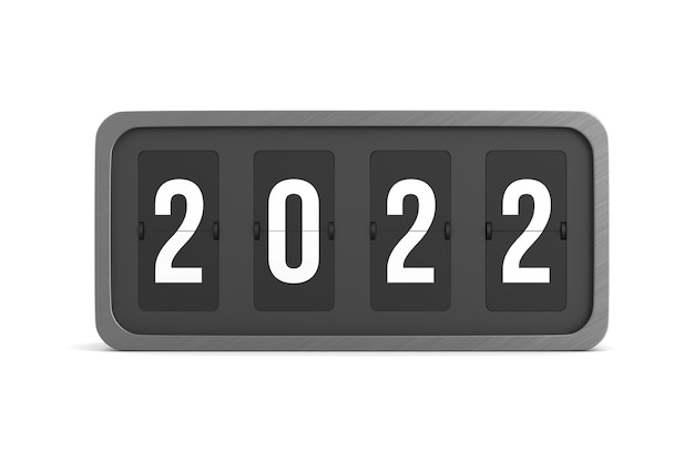 Voltear marcador negro 2022 sobre fondo blanco. Ilustración 3D aislada