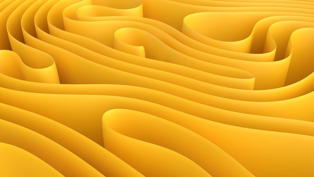 Volume ondulado amarelo listras 3d render ilustração