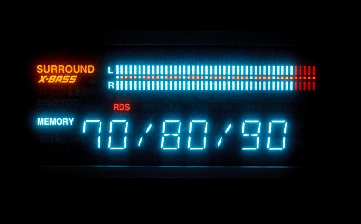 Foto volumen de sonido en el tablero indicador iluminado