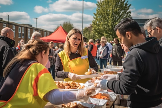 Voluntariado en un evento comunitario.