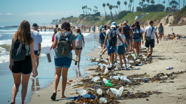 Foto voluntario en la limpieza de la naturaleza