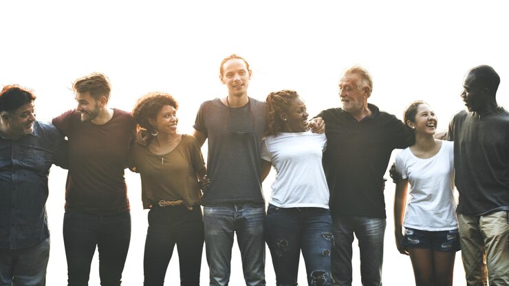 Foto voluntários diversos png fronteira fundo transparente