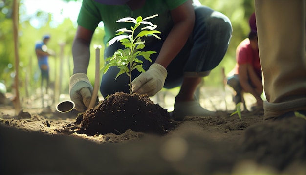 Voluntários plantam novas árvores Generative AI