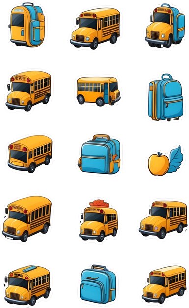 Volver a los iconos escolares Símbolos de suministros escolares Educación y aprendizaje Materiales de estudio Académico