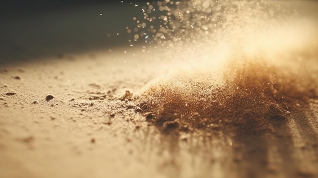 Foto vom wind versprühte staubpartikel sand auf dem boden oder staub auf dem boden generative ki