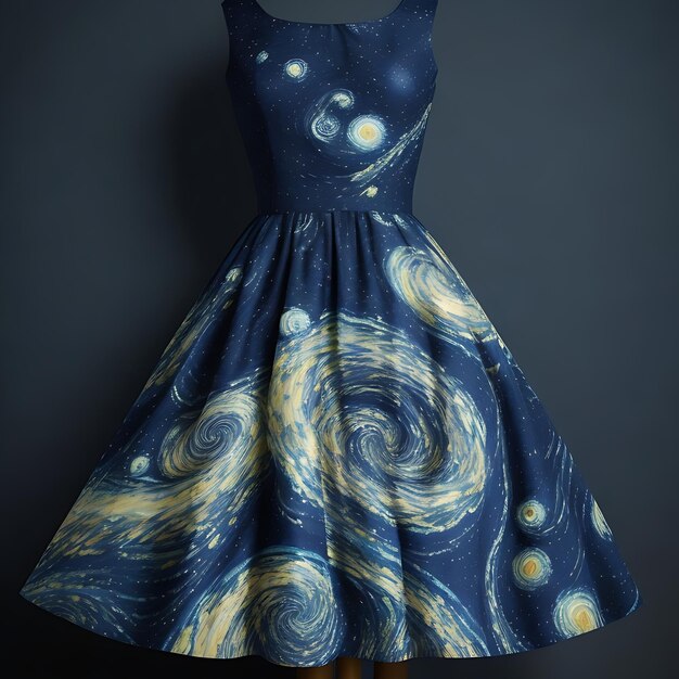 Von der Sternennacht inspirierte Kleid-Wirbelmuster