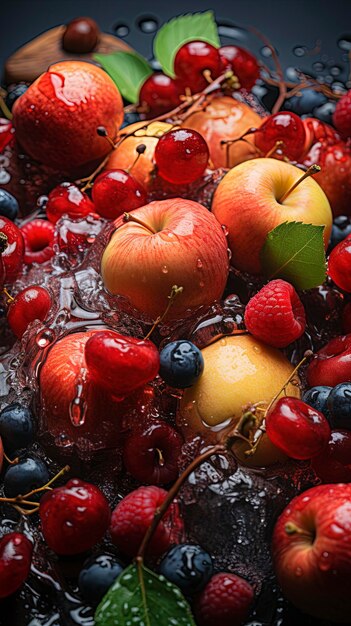 Foto von göttlich realistisch close up foto realismus köstlicher apfel und wasser wunderschön