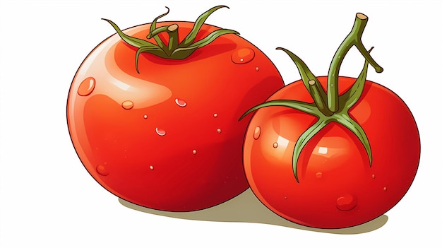 Foto von hand gezeichnete zeichentrickfilm-illustration von frischen tomaten