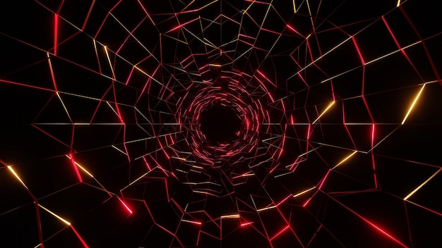 Vôo de renderização 3D em túnel scifi abstrato Gráficos de movimento futuristas fundo de alta tecnologia